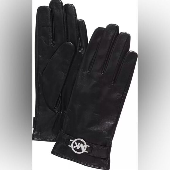 Michael Kors Black Leather Gloves - Picture 1 of 4